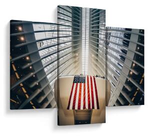 Slika zgrade s američkom zastavom (90x60 cm)
