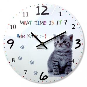 Kvalitetan dječji zidni sat sa slikom mačića, 30 cm