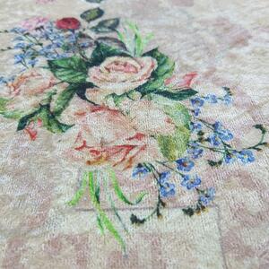 Ružičasti protuklizni tepih, suptilni cvjetni uzorak