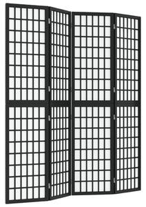 VidaXL Sklopiva sobna pregrada 4 panela japanski stil 160x170 cm crna