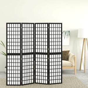 VidaXL Sklopiva sobna pregrada 4 panela japanski stil 160x170 cm crna