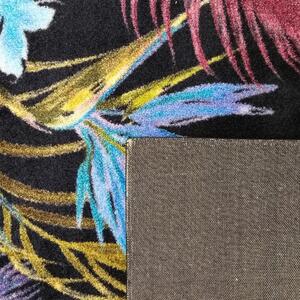 Luksuzni crni tepih s motivom egzotičnog cvijeća Širina: 200 cm | Duljina: 290 cm