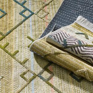 Originalni zeleni tepih u etno stilu s raznobojnim uzorkom Širina: 80 cm | Duljina: 150 cm