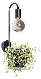Moderna zidna svjetiljka crna sa staklom - Roslini