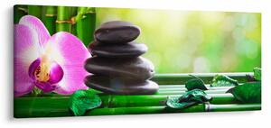 Slika kamenja za masažu i orhideja na vodi (120x50 cm)