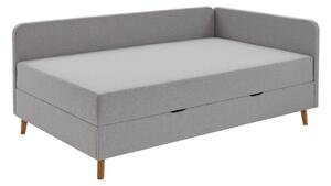 Svijetlo sivi tapecirani krevet za jednu osobu s prostorom za pohranu 90x200 cm Cabana - Meise Möbel