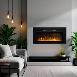 Dekorativni električni kamin, ElectricSun Paula GLASS XS, zidni, podni i ugradbeni, s grijanjem, s plamenom u 10 boja, sa zvukom i mobilnom aplikacijo