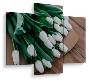 Slika buketa bijelih tulipana (90x60 cm)