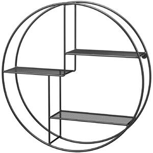 SONGMICS metalna zidna polica, okrugla plutajuća polica s 3 metalne mrežaste ploče (promjer 55 cm) | VASAGLE
