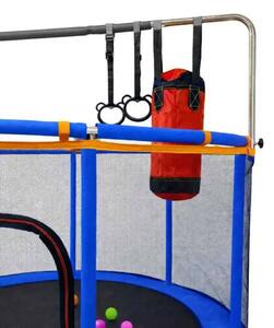 IKONKA-Trampolin za djecu s košem, visećom mrežom i boksačkom vrećom 155 cm – plavi