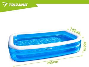 Trizand dječji napuhavajući bazen 262 x 175 x 50 cm – veliki pravokutni obiteljski bazen, 700 L