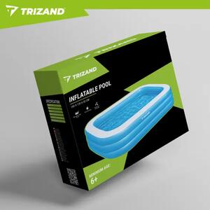 Trizand dječji napuhavajući bazen 185 x 130 x 50 cm – pravokutni obiteljski bazen, 350 L
