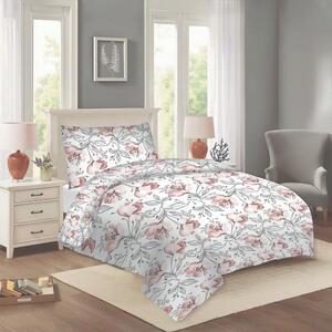 Bijela/ružičasta pamučna posteljina za krevet za jednu osobu 140x200 cm Elis – Cotton House