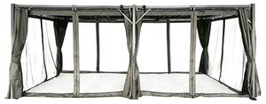 Antracit Tasos pergola za terasu 3x6m s mrežom protiv komaraca i zavjesama Garden Point