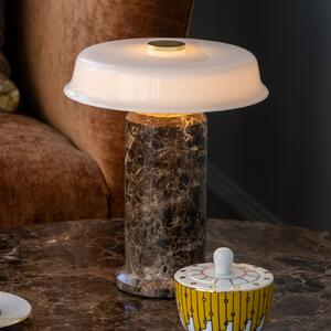 DESIGN BY US Trip No. 2 LED punjiva stolna lampa, smeđa/bijela, mramor, staklo, prigušiva, Dnevni boravak/blagovaonica, Kamen