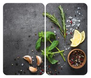 Set od 2 siva staklena poklopca za štednjak Wenko Universal Herbs