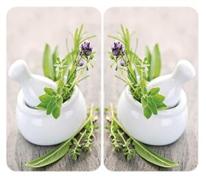 Set od 2 staklena poklopca za štednjak Wenkooo Herbal, 52 x 30 cm