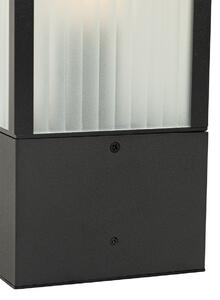 Samostojeća vanjska svjetiljka crna s rebrastim staklom 40 cm IP44 - Charlois
