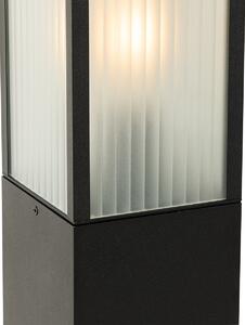 Samostojeća vanjska svjetiljka crna s rebrastim staklom 80 cm IP44 - Charlois
