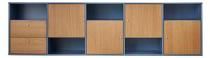 Plava/u prirodnoj boji niska viseća komoda u dekoru hrasta 220x61 cm Mistral – Hammel Furniture