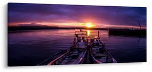Slika ribarskih brodova u luci (120x50 cm)