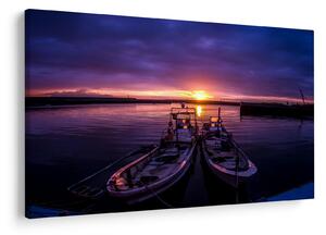 Slika ribarskih brodova u luci (90x60 cm)