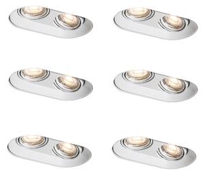 Set od 6 zaobljenih ugradbenih reflektora bijeli GU10 50mm 2-svjetla - Hubs