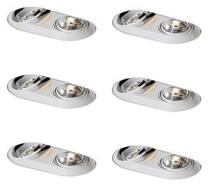 Set od 6 zaobljenih ugradbenih reflektora bijeli GU10 70 mm 2-svjetla - Hubs