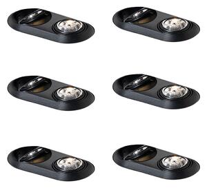Set od 6 zaobljenih ugradbenih reflektora crni GU10 70 mm 2-svjetla - Hubs