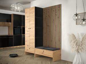 Set za hodnik Hartford 320, Artisan hrast, Crna, 206x145x44cm