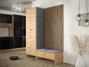 Set za hodnik Hartford 320, Artisan hrast, Crna, 206x145x44cm