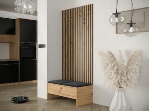 Set za hodnik Hartford 321, Crna, Artisan hrast, 206x85x44cm