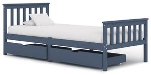 VidaXL Okvir za krevet s 2 ladice sivi 100 x 200 cm masivna borovina