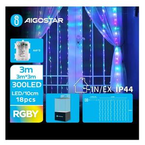 Aigostar - LED Vanjske božićne lampice 300xLED/8 funkcija 3xAA 6x3m IP44 multicolor