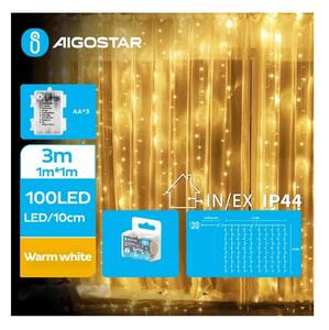 Aigostar - LED Vanjske božićne lampice 100xLED/8 funkcija 3xAA 4x1m IP44 topla bijela