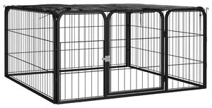 VidaXL Ograda za pse s 4 panela crna 100 x 50 cm čelik obložen prahom