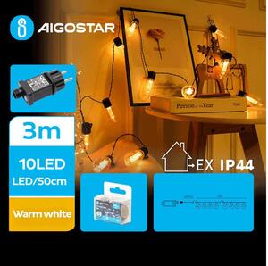 Aigostar - LED Vanjski dekorativni lanac 10xLED/3m IP44 topla bijela