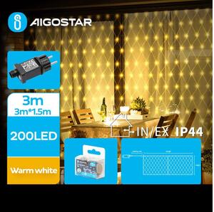 Aigostar - LED Vanjske božićne lampice 200xLED/8 funkcija 6x1,5m IP44 topla bijela