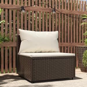 VidaXL Srednja vrtna sofa od poliratana s jastucima smeđa