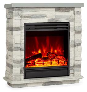 Klarstein Lienz, električni kamin, 1800 W, izgled kamena, daljinski upravljač, svjetlosivi
