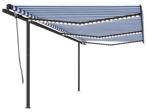VidaXL Tenda na ručno uvlačenje s LED svjetlima 6 x 3,5 m plavo-bijela