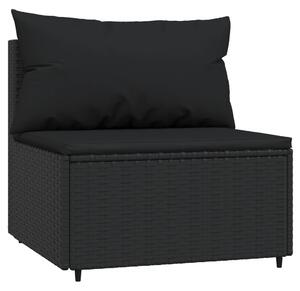 VidaXL Srednja vrtna sofa od poliratana s jastucima crna