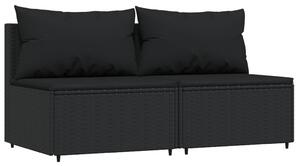 VidaXL Srednje vrtne sofe s jastucima 2 kom crne od poliratana