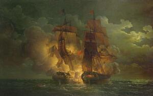 Reprodukcija Battle Between the French Frigate 'Arethuse' and the English Frigate 'Amelia', Louis Philippe Crepin