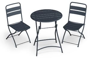 Blumfeldt RetroChic vrtni set, 1 stol + 2 stolice, 60 cm, sklapanje, obložen, otporan na vremenske uvjete