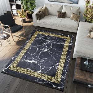 Crni trend tepih sa zlatnim geometrijskim uzorkom Širina: 80 cm | Duljina: 150 cm