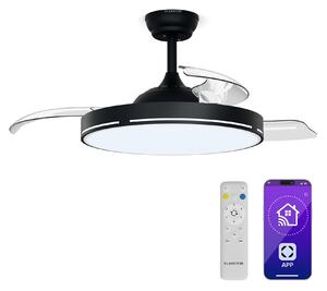 Klarstein AirFold, Inteligentni stropni ventilator, Sklopive lopatice, Prigušivo LED svjetlo, Smart