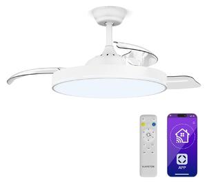 Klarstein AirFold, Inteligentni stropni ventilator, Sklopive lopatice, Prigušivo LED svjetlo, Smart