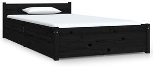 VidaXL Okvir za krevet s ladicama crni 90 x 200 cm