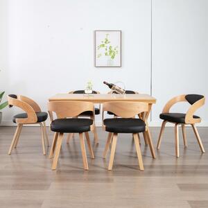 VidaXL Blagovaonske stolice od savijenog drva i umjetne kože 6 kom crne